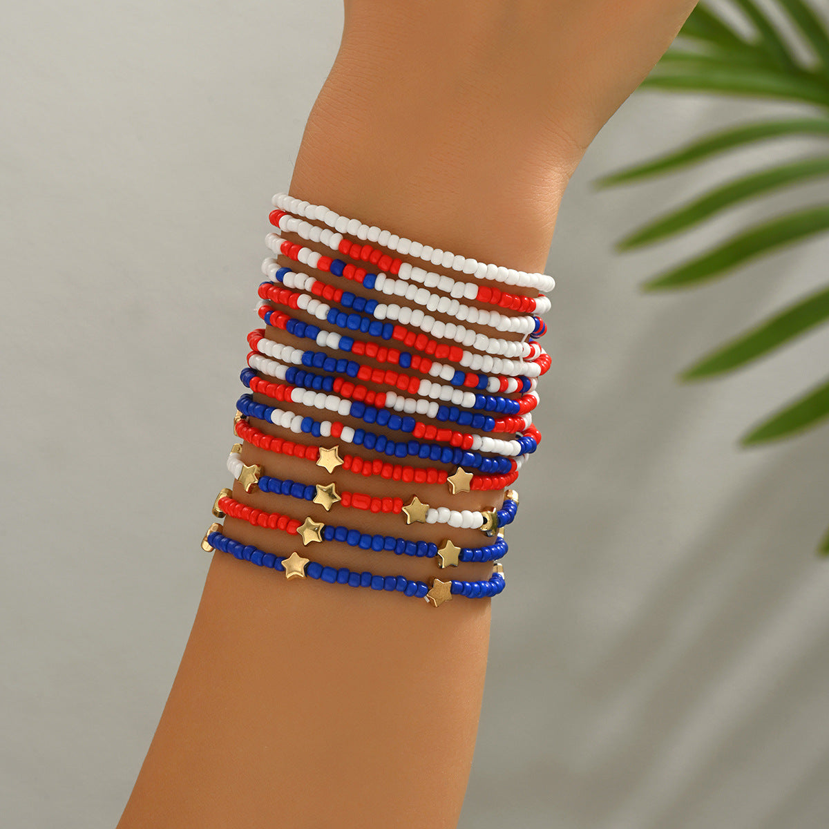 Casual Unisex Glass Beaded Bracelet Set with Star and Heart Charms