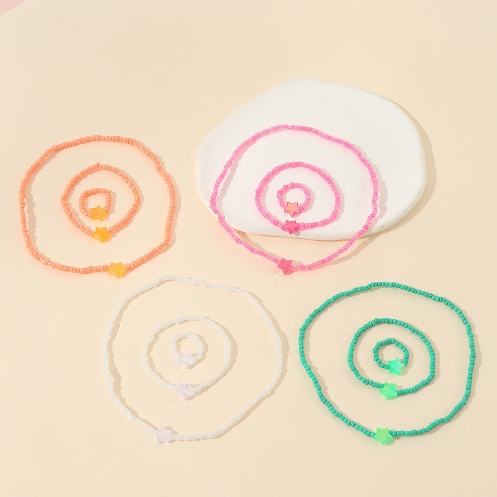 Set collana in perle di vetro a forma di stella bohémien per bambini con artigianato fatto a mano e stile per vacanze al mare