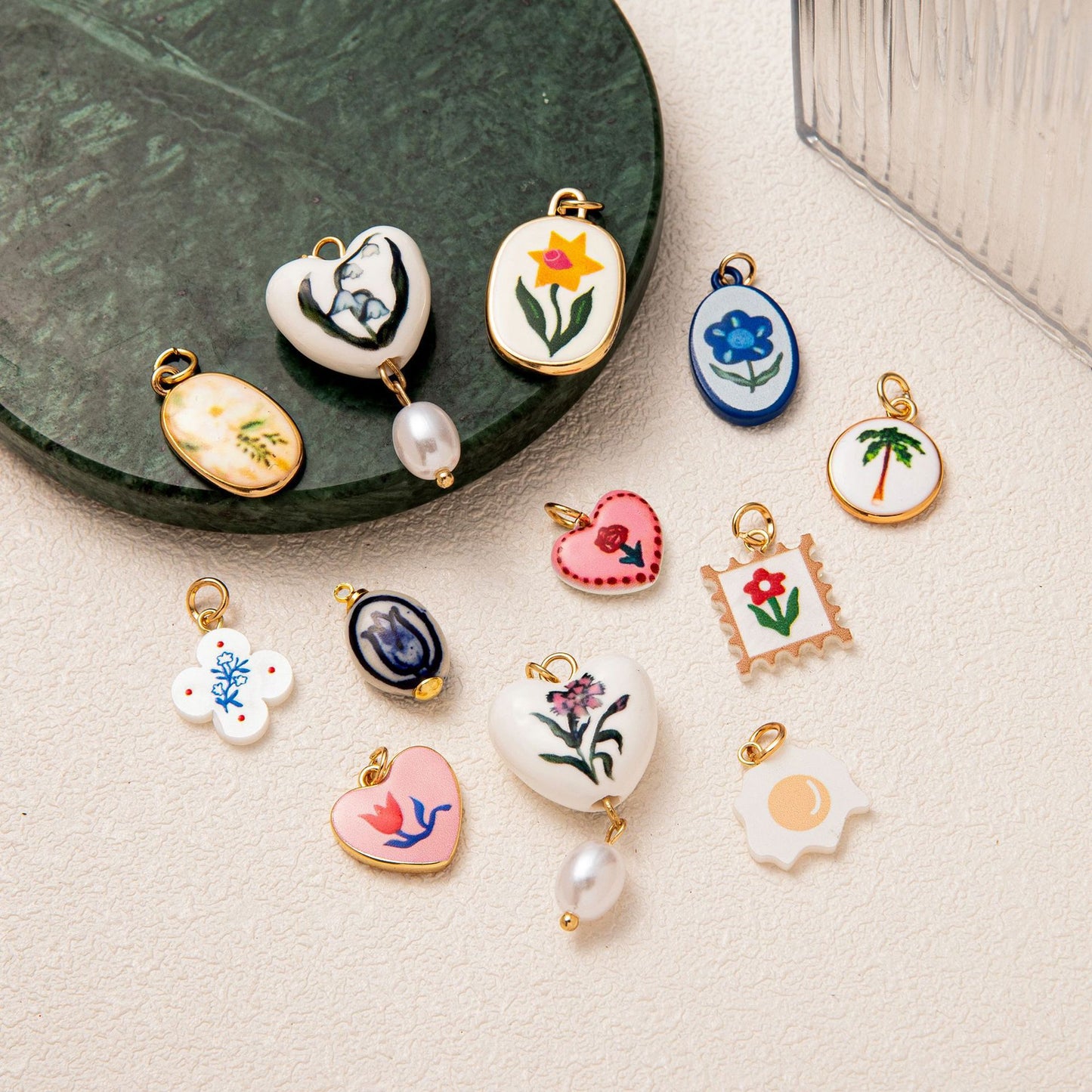 Minimalist PVD Plated Brass Fruit Print Charm Bar