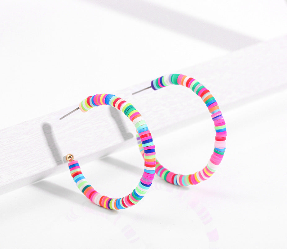 Orecchini Bohemian Geometrici Rotondi in Resina Fatti a Mano Colorati a Cerchio Unisex