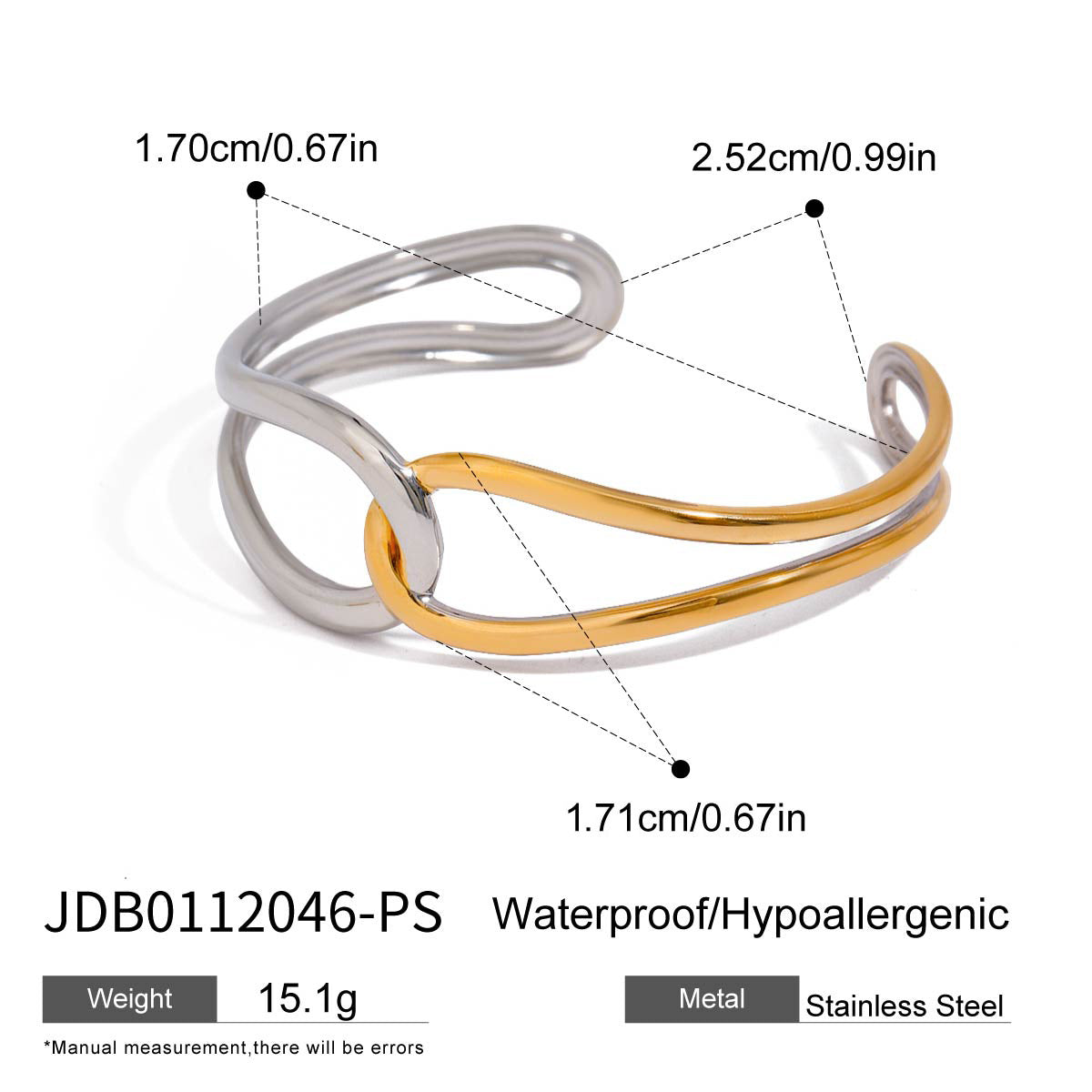 Geometric Striped Titanium Steel Plated Open Cuff Bracelet for Women