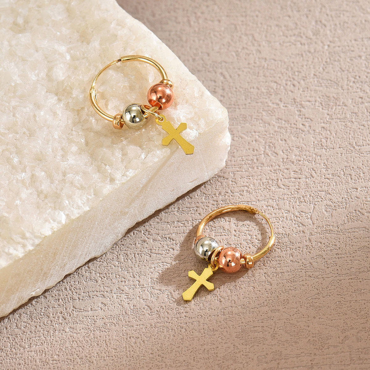 Minimalist Punk Cross Plated Alloy Earrings for Women