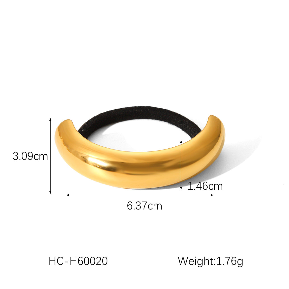 Fascia per capelli con fiocco curvo in acciaio inossidabile placcato oro 18K in stile Ins alla moda