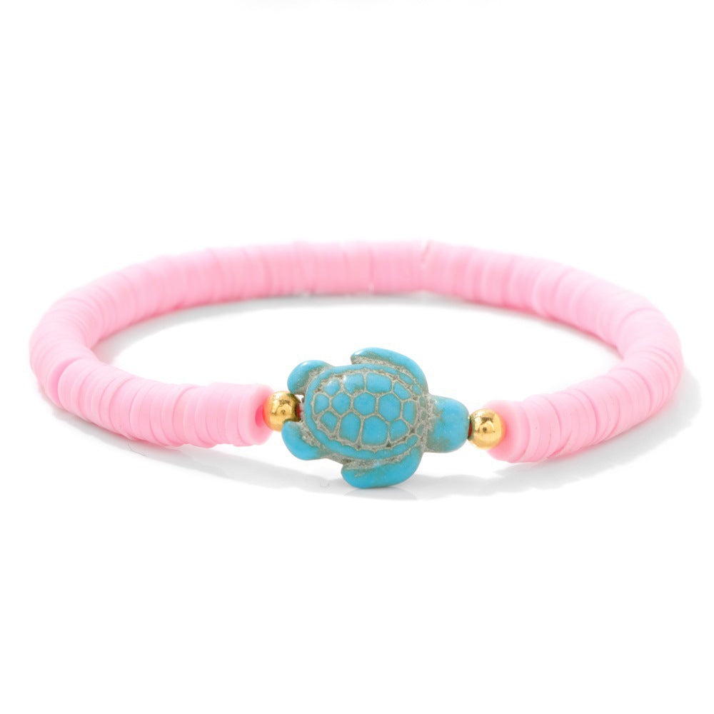 Bohemian Turquoise Turtle Resin Bracelet Unisex Handmade Elastic Bangle