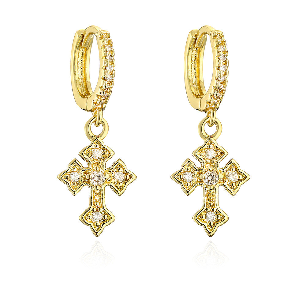 Pendientes Geométricos para Mujer de Cobre con Baño de Oro de 18K y Incrustaciones de Circonita, Joyería Minimalista de Moda