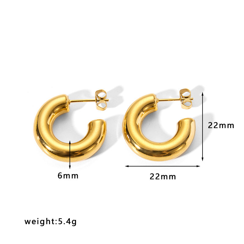 Minimalist Geometric Hollow Stainless Steel Earrings for Women with Plated Finish