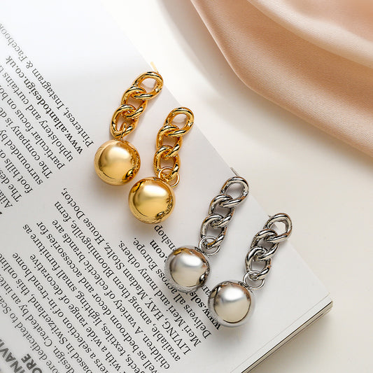 Orecchini a perno da donna minimalisti geometrici con sfera placcati in oro rame