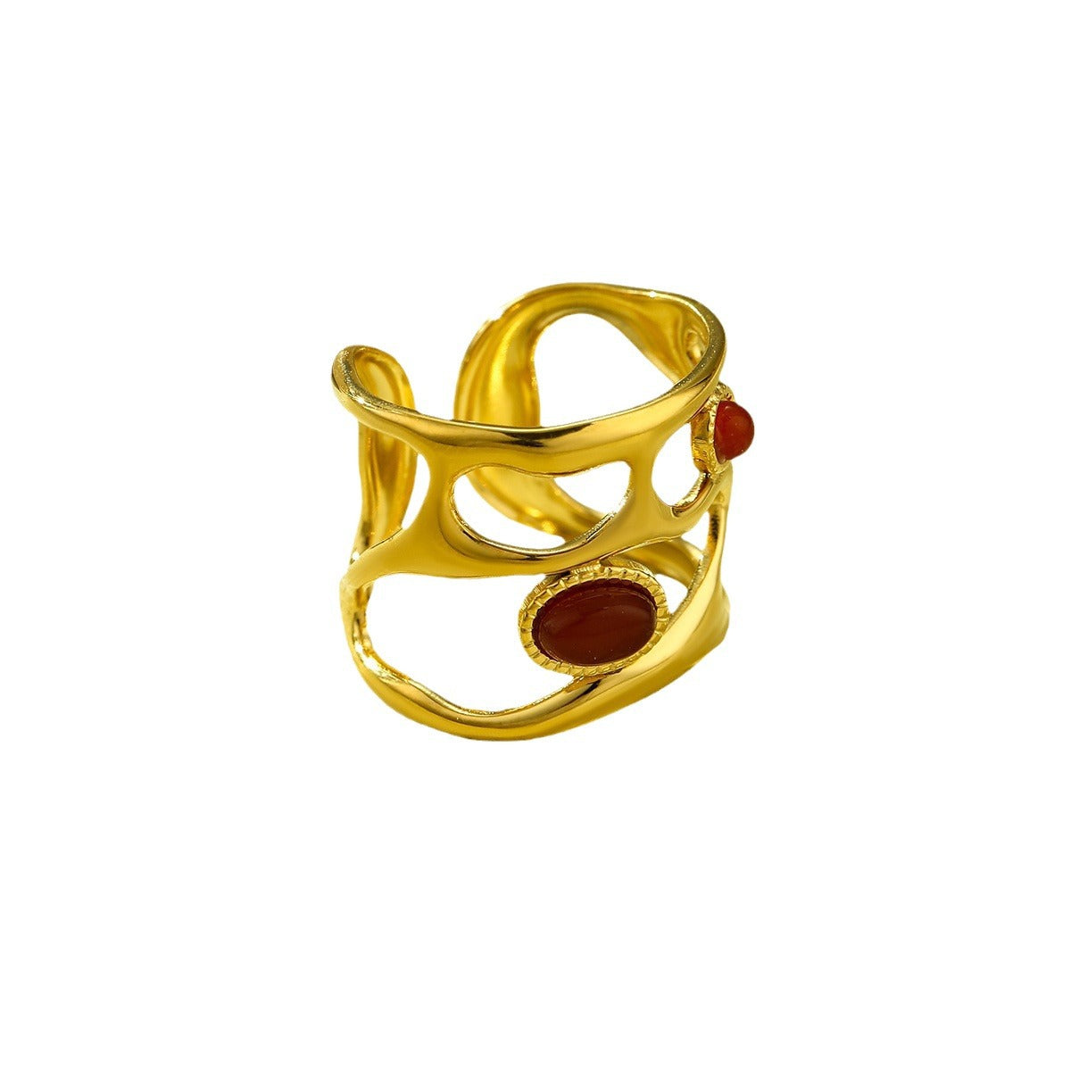 Anillo abierto minimalista de moda Morandi para mujer en acero inoxidable con acabado chapado