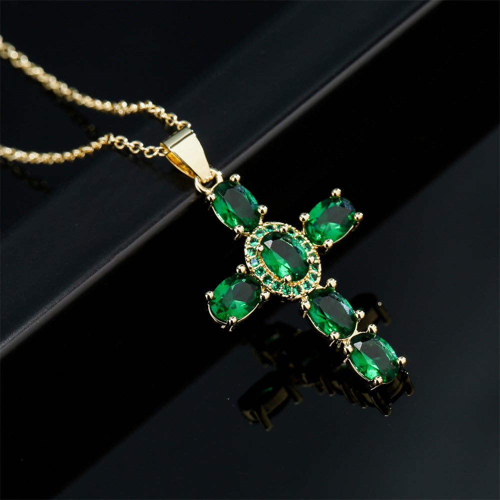 Minimalist Geometric Cross Pendant Necklace for Women with Copper Base and 18K Gold Plating
