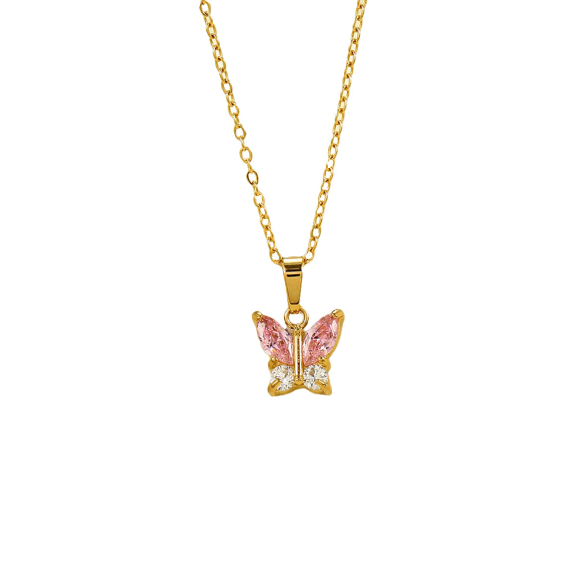 Collana alla moda in acciaio inossidabile placcato con zirconi a forma di fiocco per donna, catena clavicola minimalista