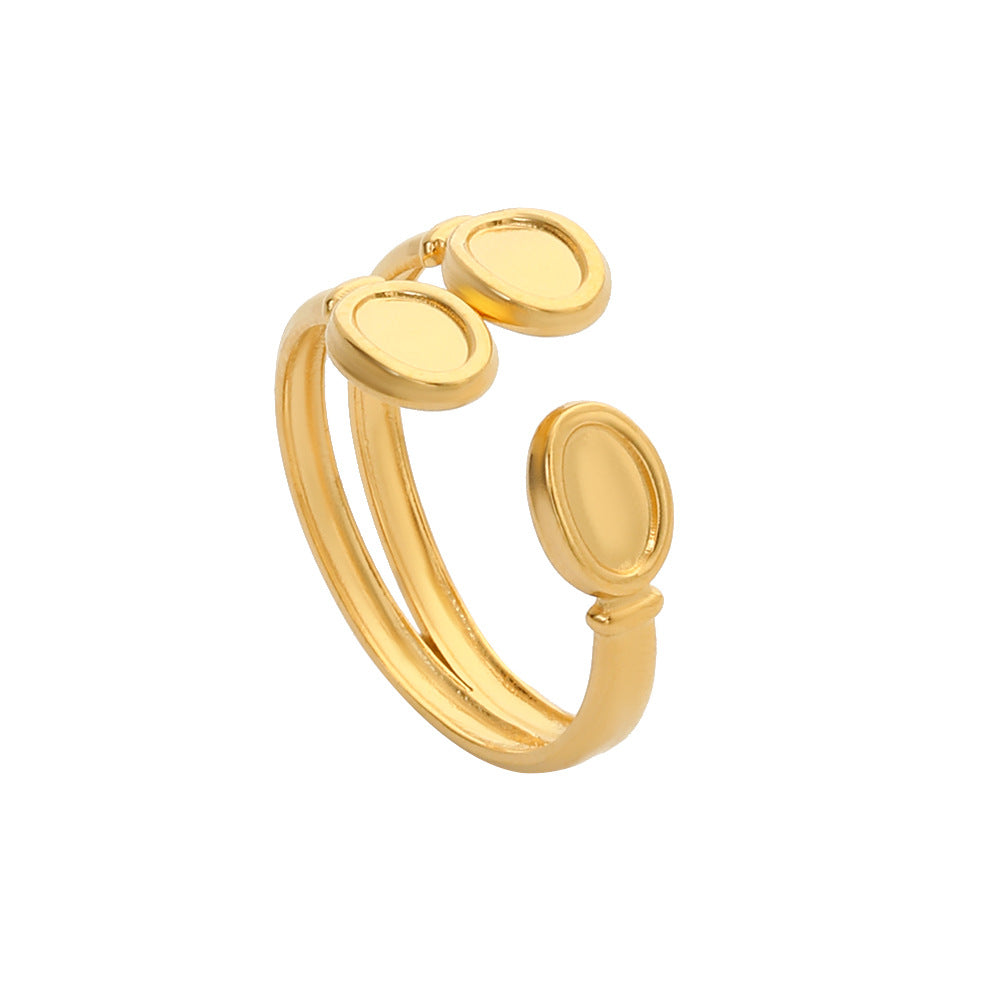 Anello da donna regolabile geometrico minimalista in acciaio inossidabile con design cavo e finitura placcata