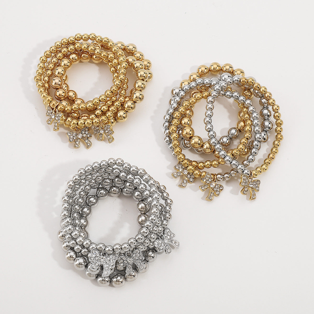 Butterfly-Shaped Rhinestone-Inlaid Alloy Bracelet Set for Women with Plated Finish