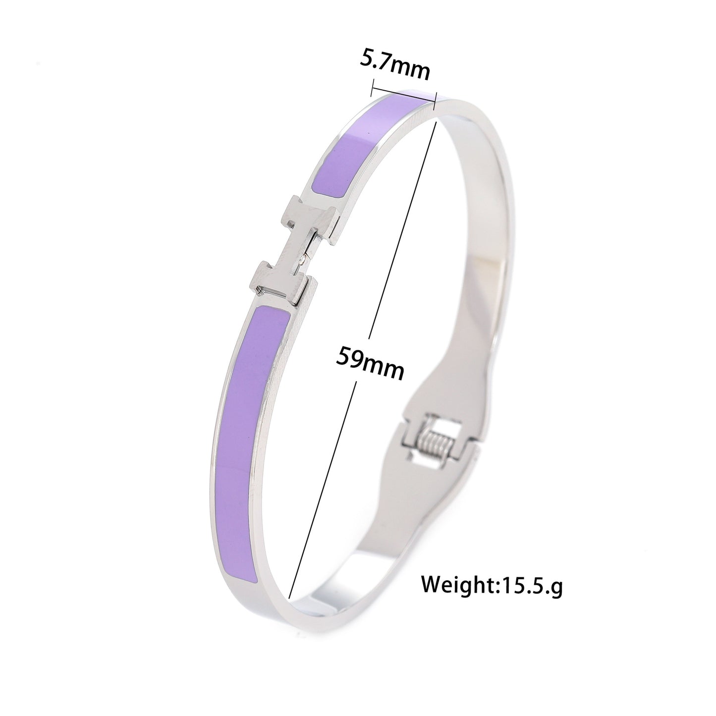 Bracciale Minimalista in Acciaio Inossidabile da Donna con Placcatura in Acciaio al Titanio e Intarsio di Strass a Forma Geometrica Ovale