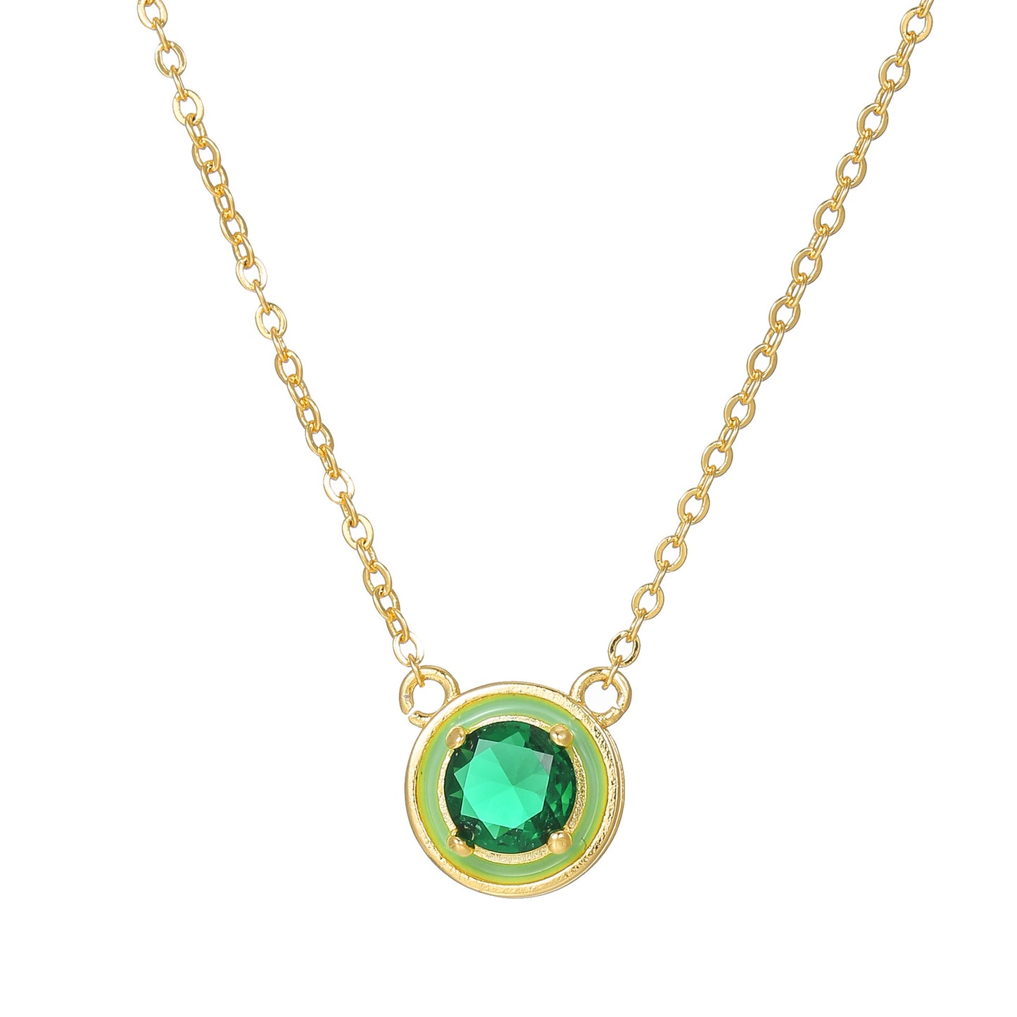 Fashion Commuter Style Round Rhinestone Collar Necklace for Women in Stainless Steel with 14K Gold Plating