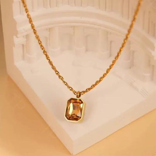 Minimalist Luxury Square Titanium Steel Plated Pendant Necklace for Women