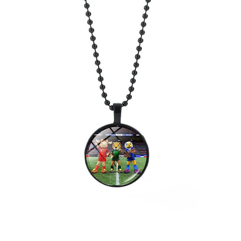 Collana girocollo con ciondolo tondo geometrico casuale in cristallo placcato in lega con catena a maglie forzate Unisex