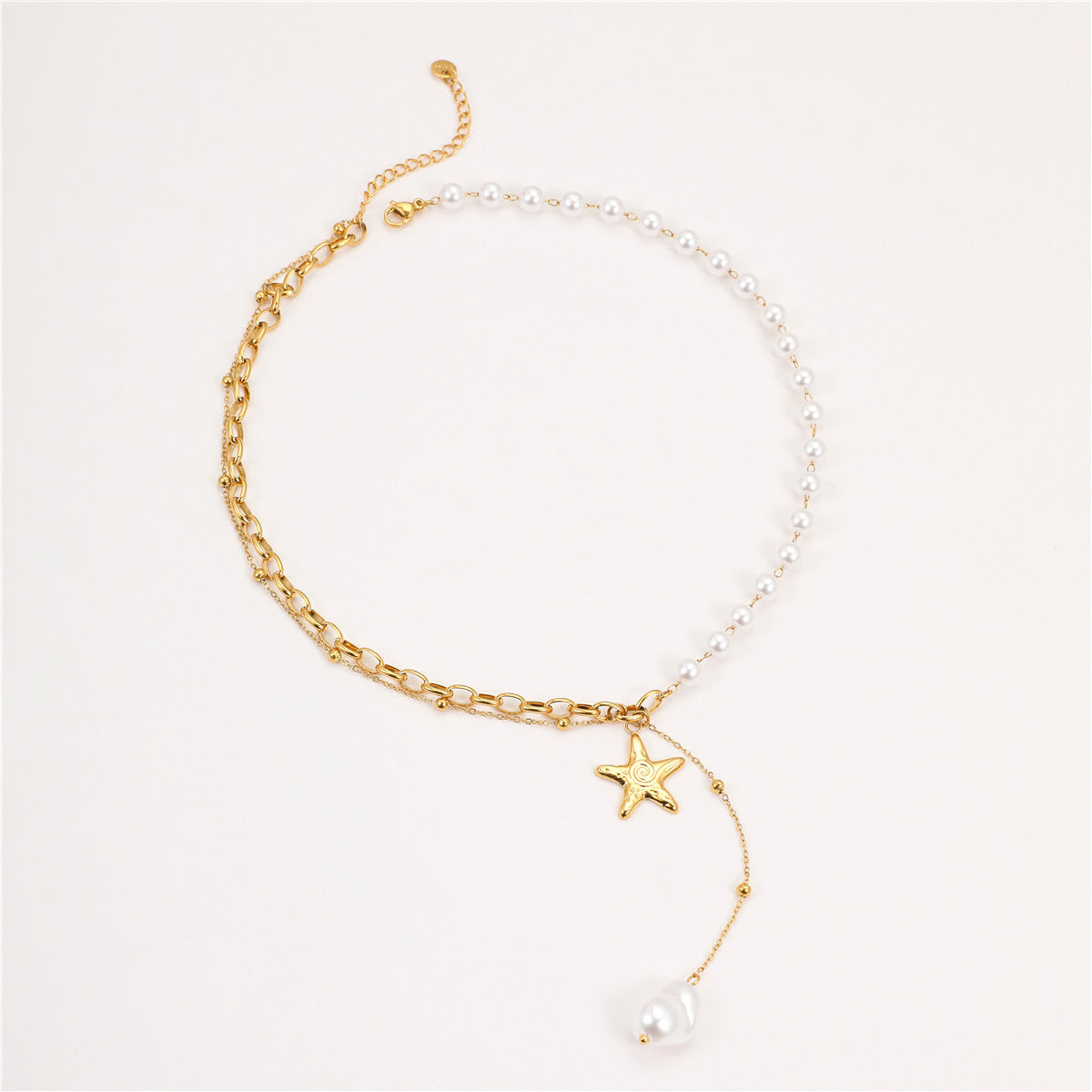 Collana pendente minimalista con perla in acciaio inossidabile placcato oro per donna, catena alla clavicola alla moda