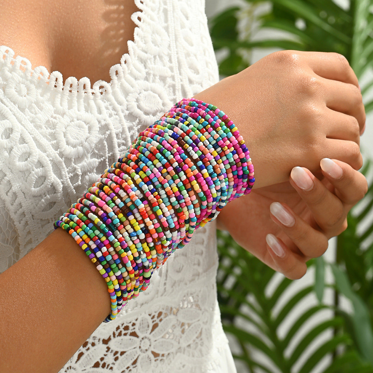 Geometric Minimalist Women's Multi-Layer Bracelet with Colorful Miyu Beads Handmade for Everyday Elegance