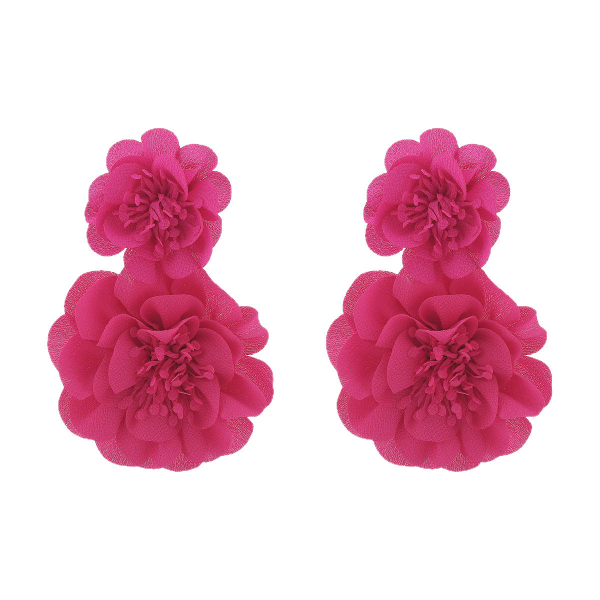 Elegantes Pendientes Florales de Gasa de Tamaño Grande para Mujer con Artesanía Hecha a Mano y Diseño de Flores Botánicas