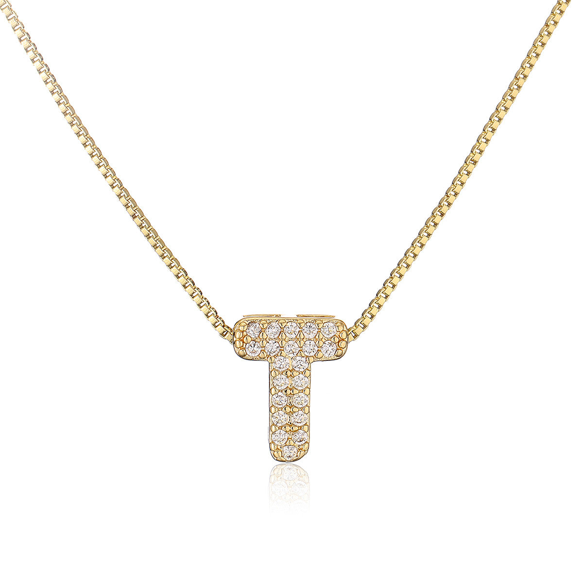 Collar con colgante de cobre minimalista con forma de letra para mujer con baño de oro de 18 quilates, delicada cadena para la clavícula