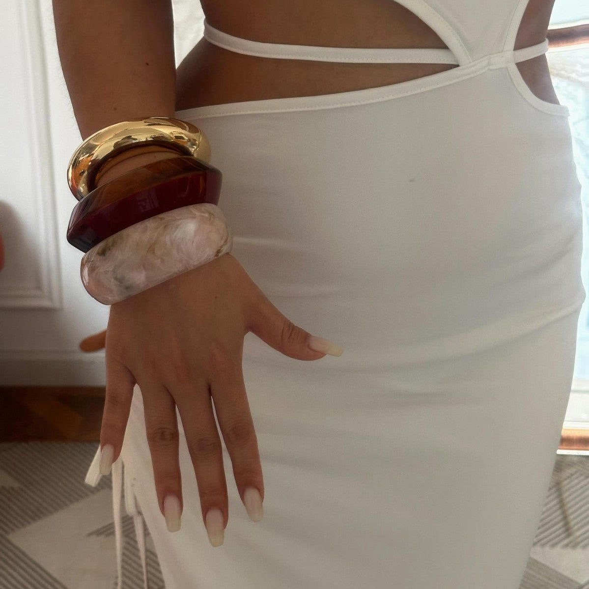 Vintage Geometric Resin Plated Bracelet for Women