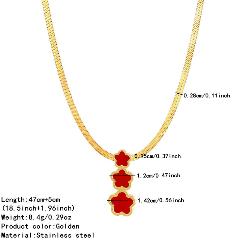 Elegant 18K Gold Plated Floral Titanium Steel Pendant Necklace Stainless Steel Snake Chain for Women