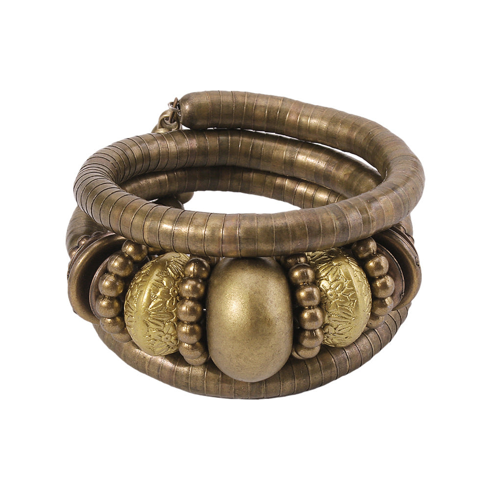Pulsera Boho de Hueso de Serpiente Multicapa con Cuentas Turquesas Diseño Geométrico Joyería de Mano Unisex