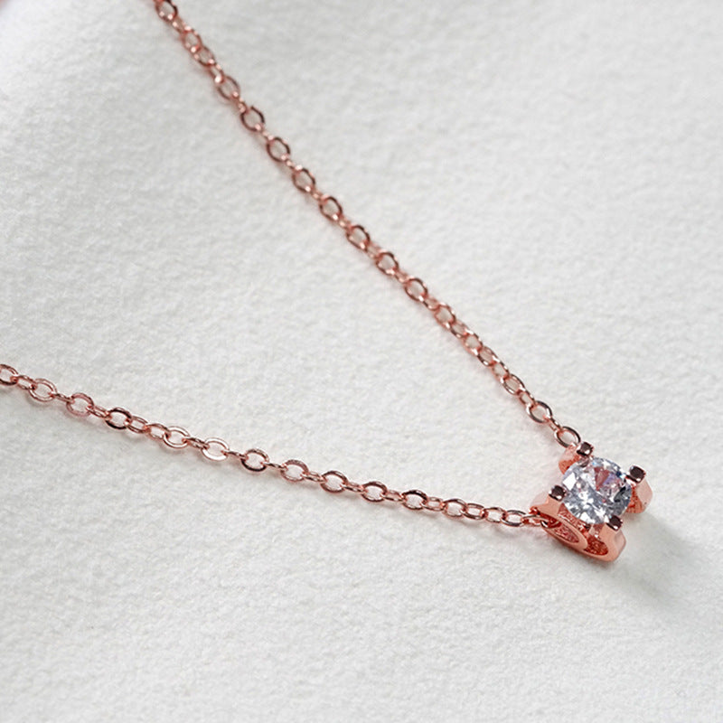 Minimalist Animal-Shaped Titanium Steel Plated Necklace with Cubic Zirconia Pendant for Women