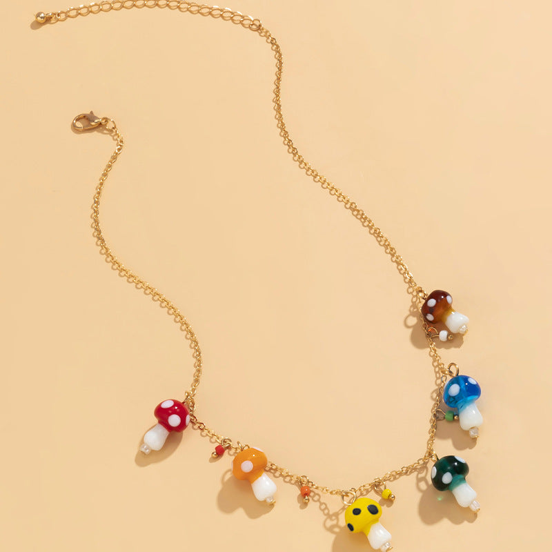 Hip-hop Ethnic Geometric Ceramic Pendant Plated Alloy Curb Chain Tassel Necklace