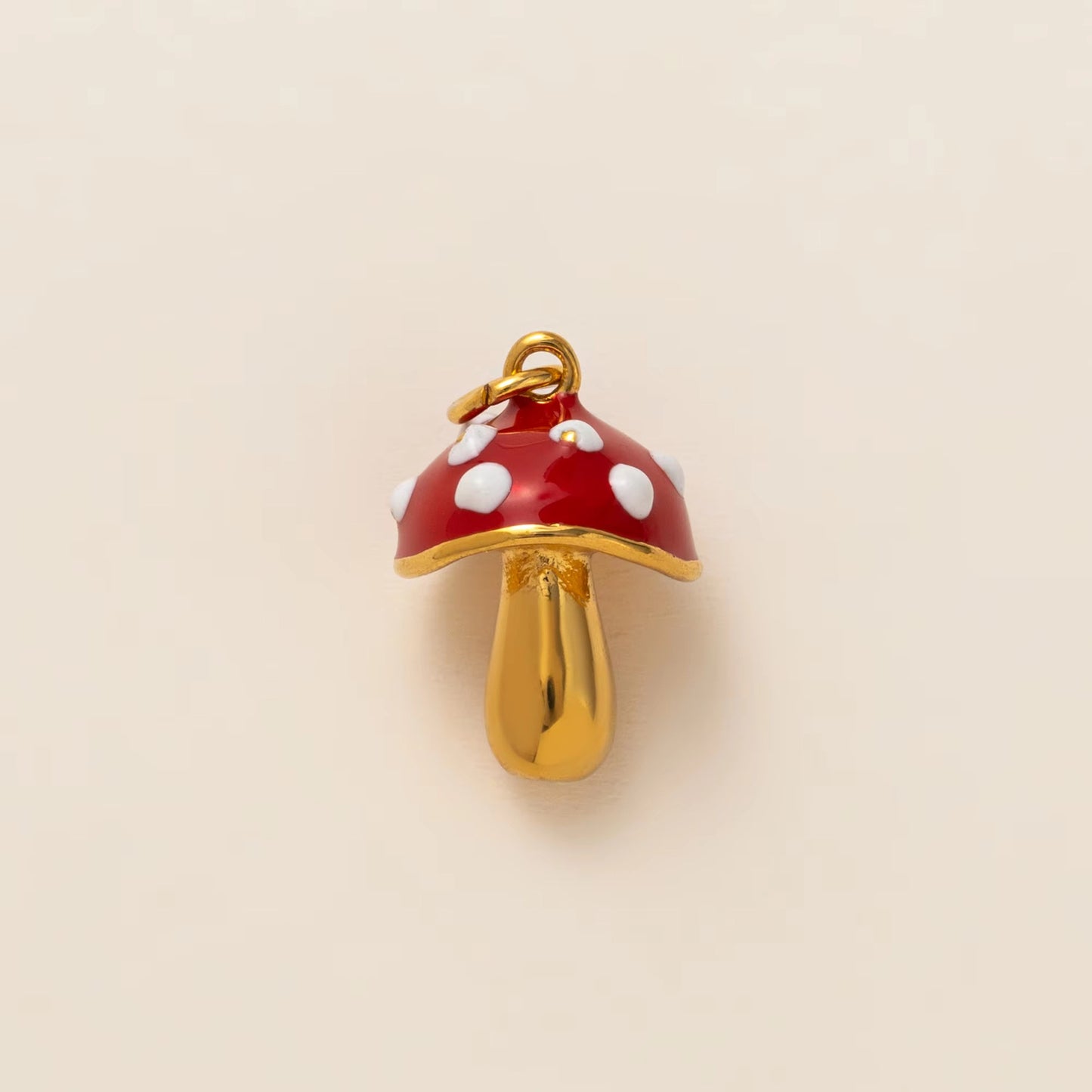 Vintage Stainless Steel PVD Gold Plated Mushroom Pendant Charm Bar