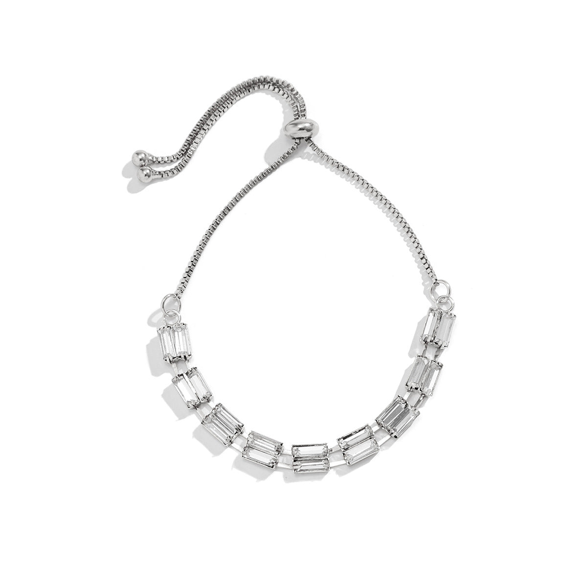 Cavigliera Geometrica Quadrata Minimalista da Donna con Strass Micro-Pave Cavigliera da Spiaggia Regolabile