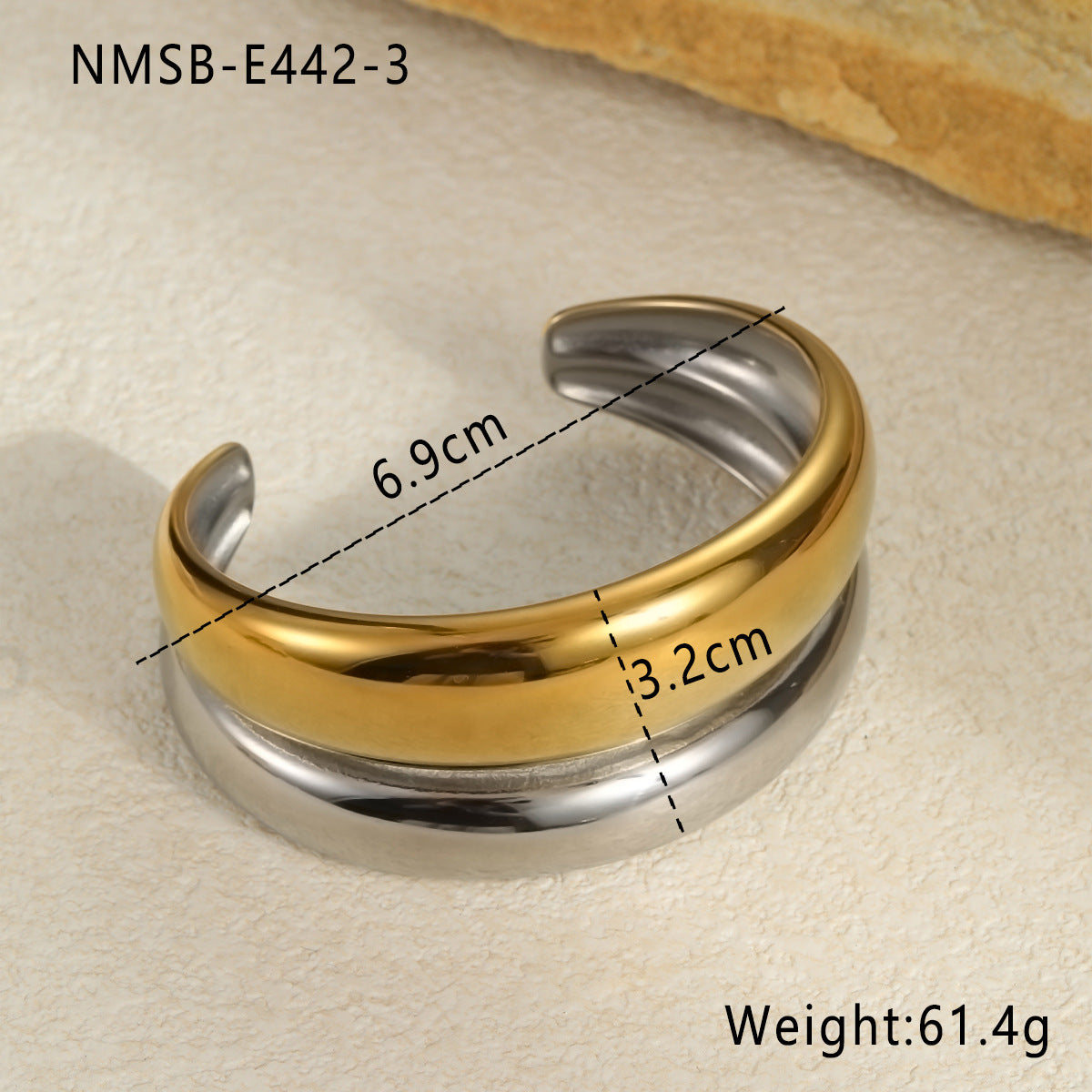 Minimalist Geometric Stainless Steel Cuff Bracelet with Plated Finish for Women Elegant High-End Hand Jewelry