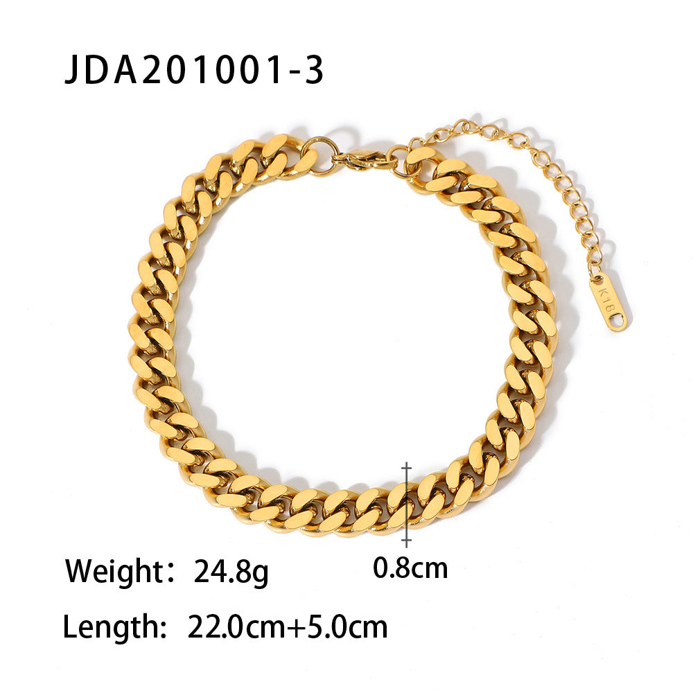 Minimalist Geometric Cuban Ankle Bracelet for Women Stainless Steel 316L Adjustable Ankle Chain with Extension