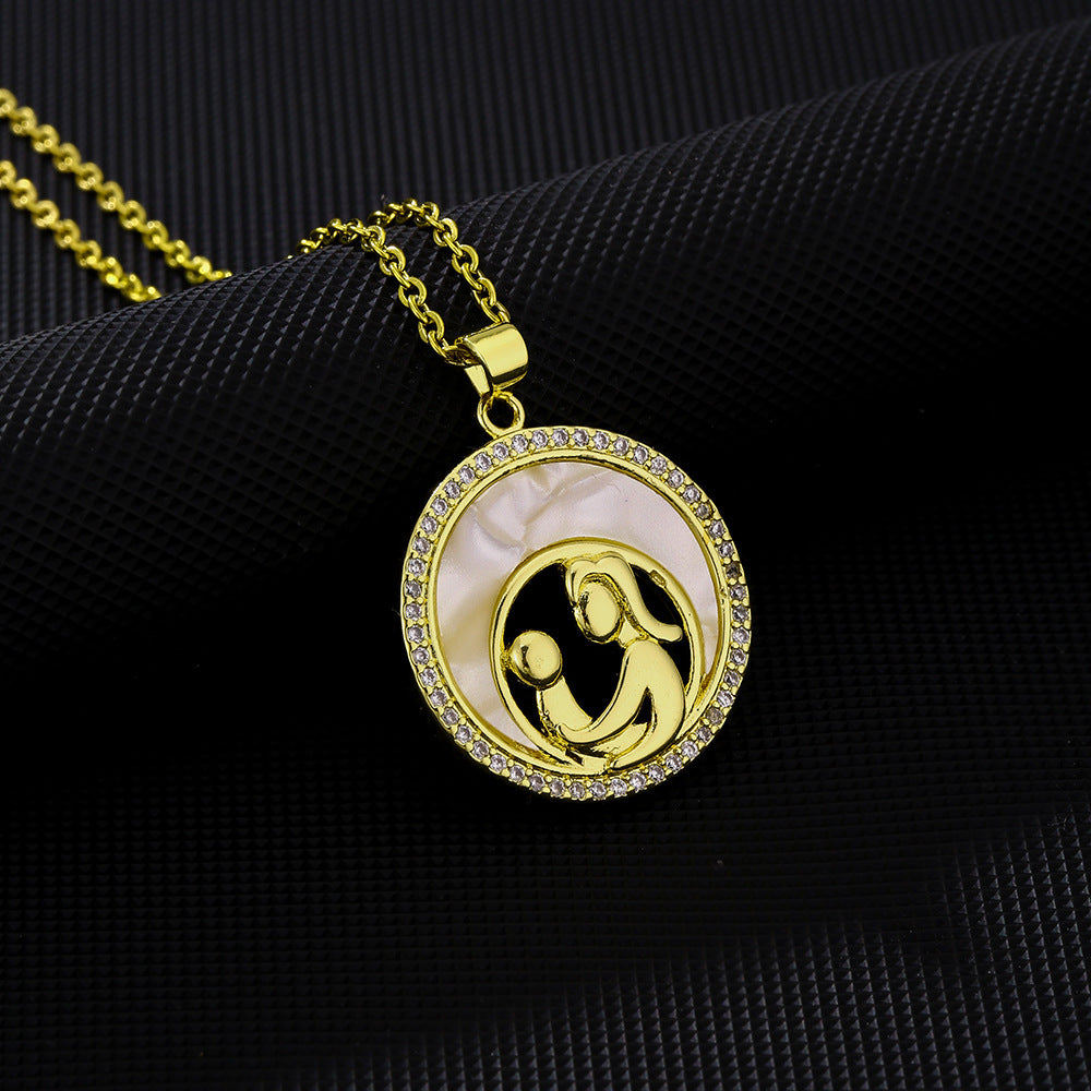 Elegante collana in acciaio inossidabile a forma di cuore con intarsio di zirconi per donna, gioiello con pendente e catena a O