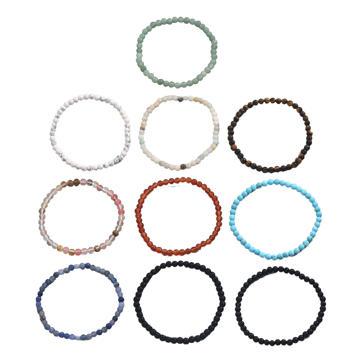 Fashion OL Style Geometric Beaded Bracelet Set for Women Handmade Woven Natural Stone Bracelets with Premium Aesthetic