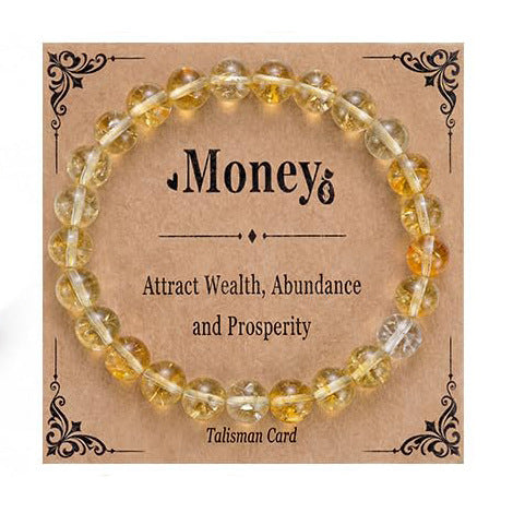 Natural Tiger's Eye and Citrine Geometric Round Beaded Bracelet Unisex Good Luck Charm