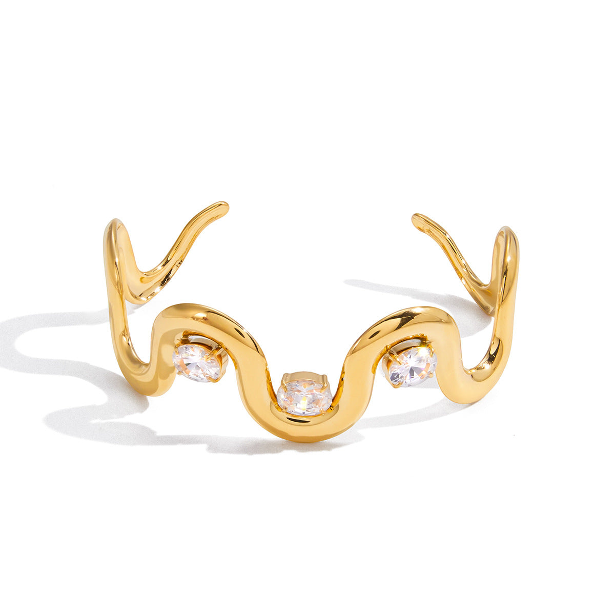 Pulsera Minimalista de Acero Inoxidable con Baño Geométrico y Circonita para Mujer
