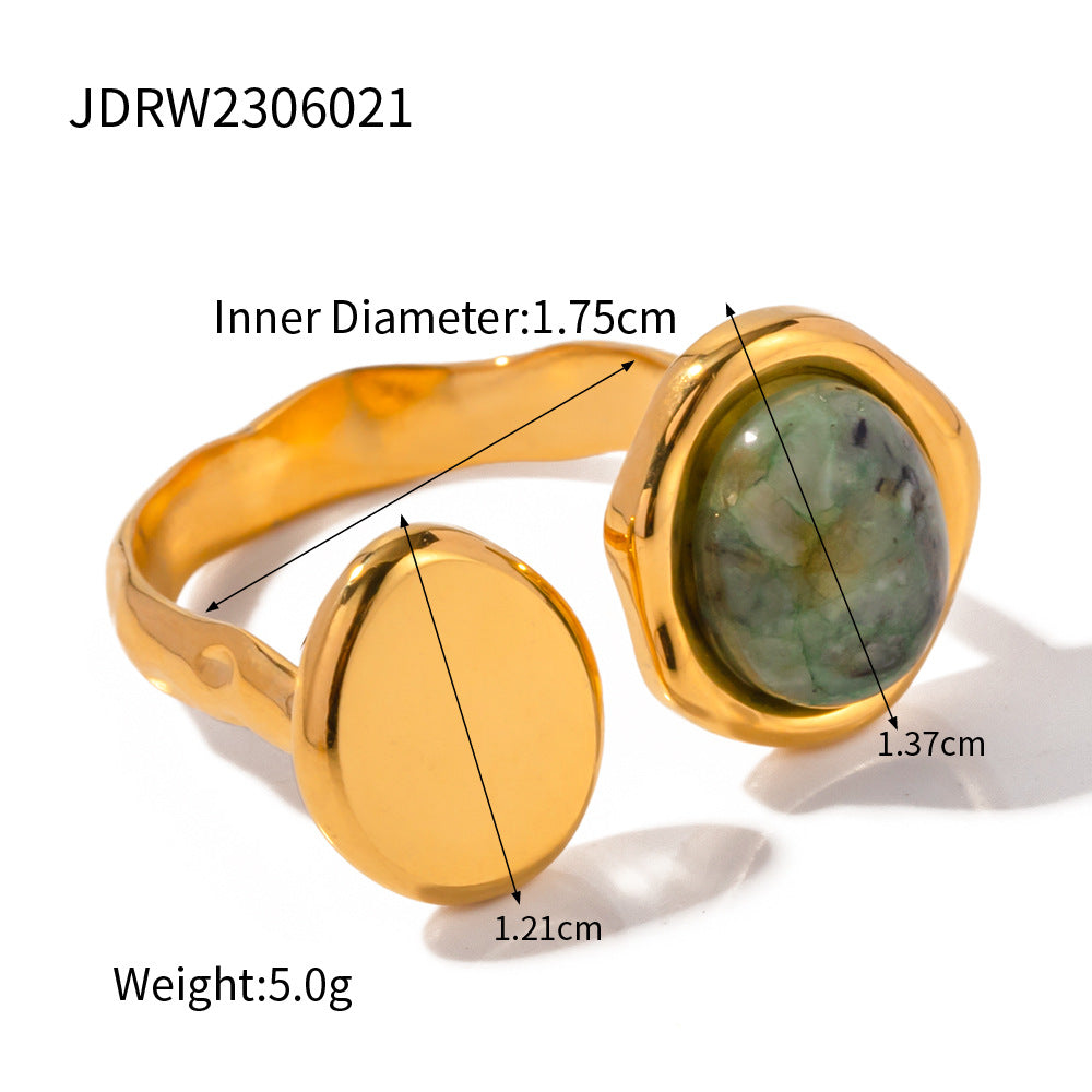 Anillo minimalista geométrico de acero inoxidable con incrustaciones de diamantes de imitación enchapado para mujer