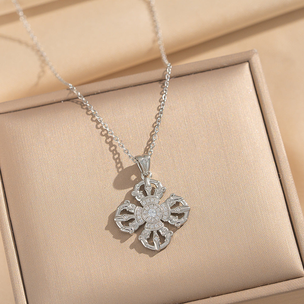 Collar Minimalista con Colgante de Ola y Geométrico para Mujer en Acero de Titanio con Chapado en Oro de 18K, Cadena Hipoalergénica para Clavícula con Motivos de Corazón y Lazo