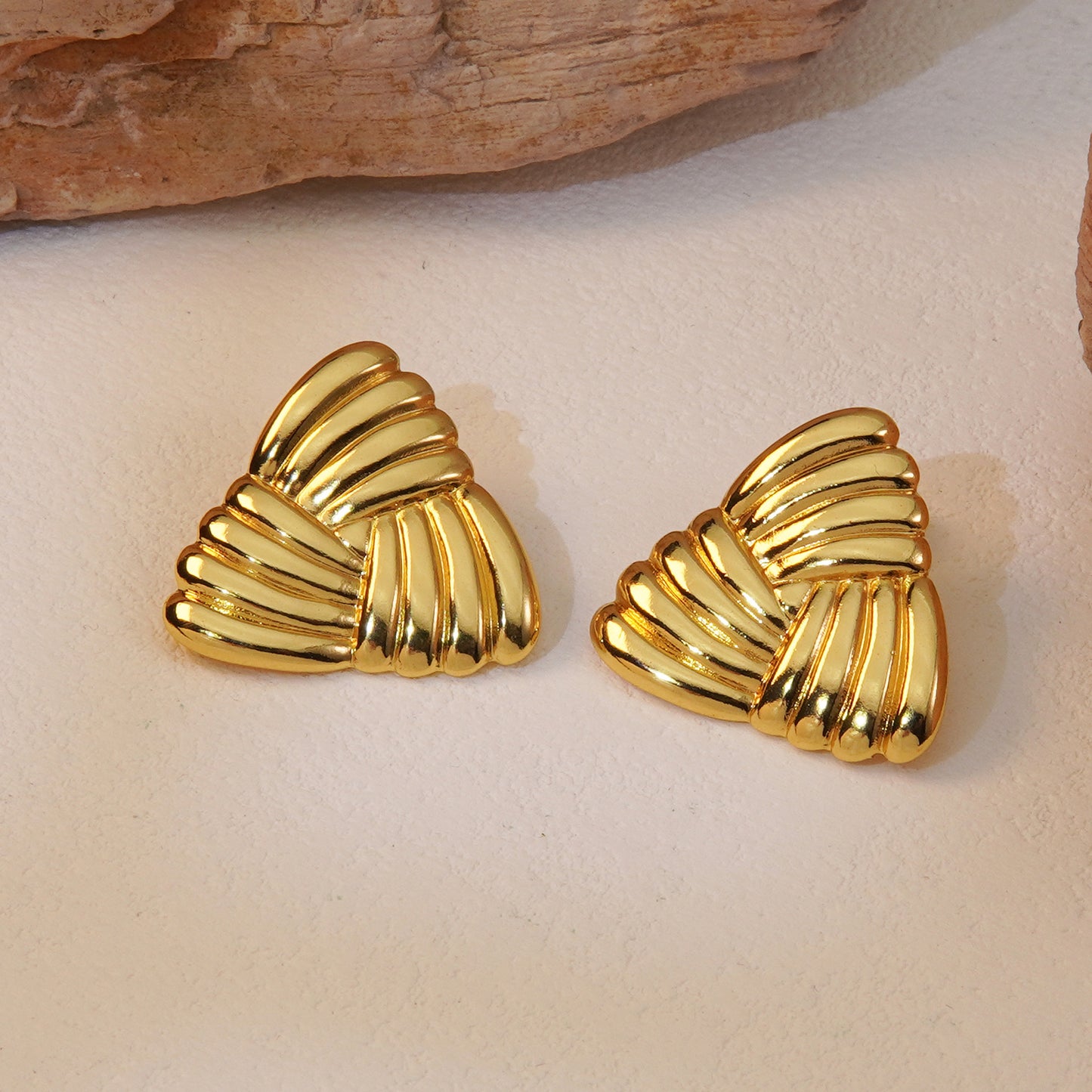 Minimalist Geometric Triangle Stainless Steel Plated Earrings for Women