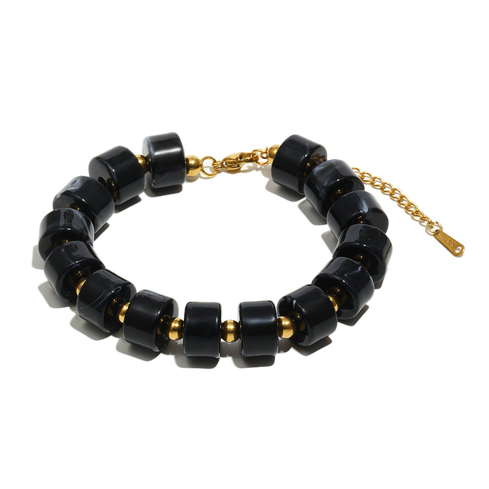Collana cilindrica retrò minimalista in acrilico da donna con design geometrico e finitura ecologica