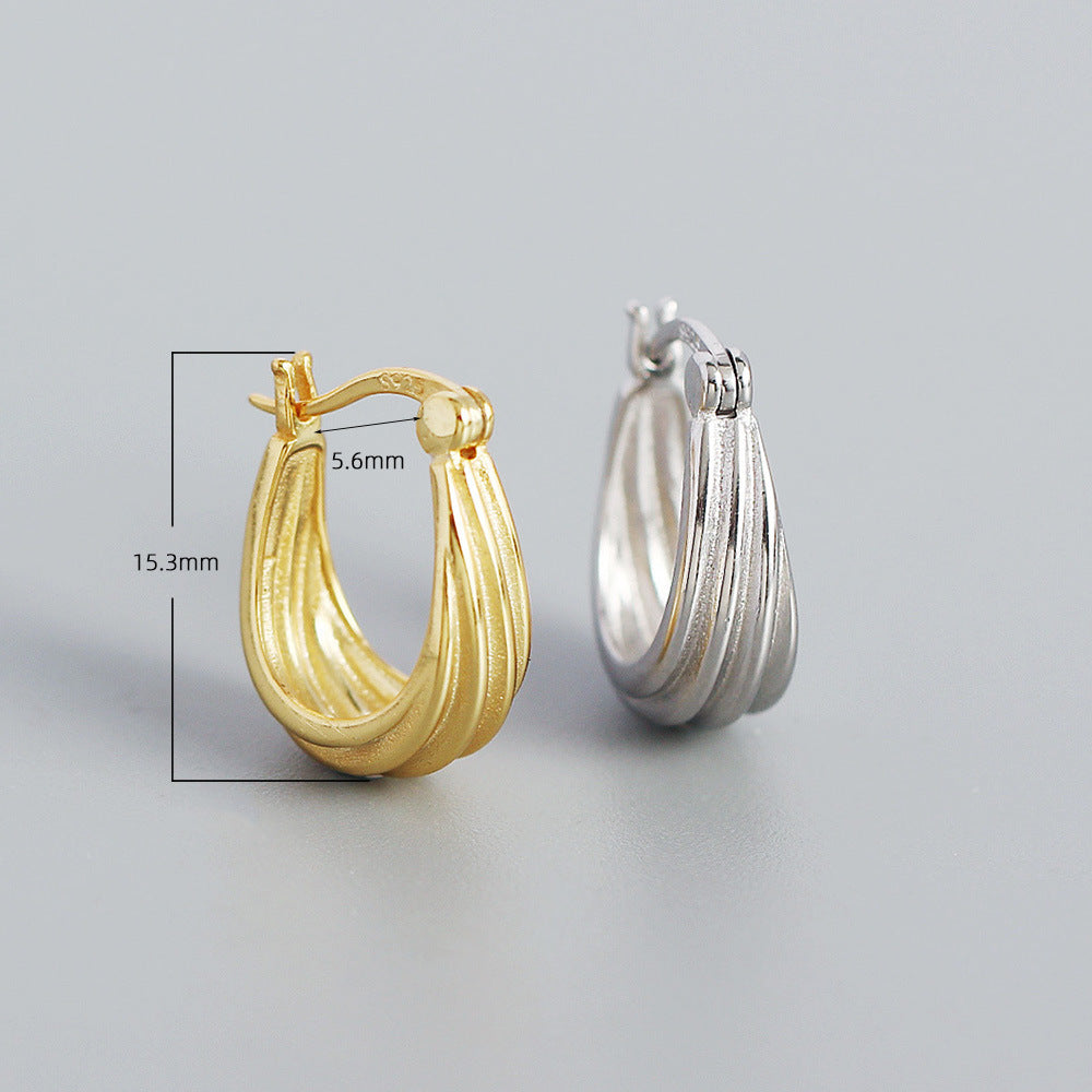 Geometric Spiral 925 Sterling Silver Plated Hoop Earrings