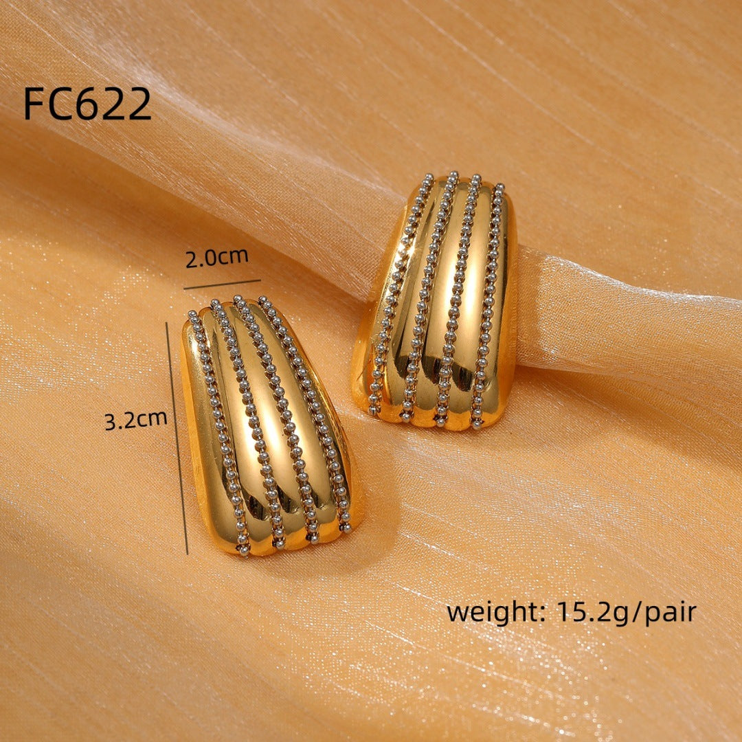 Orecchini a Cuore da Donna in Acciaio Inossidabile Stile Vintage con Placcatura in Oro 18K