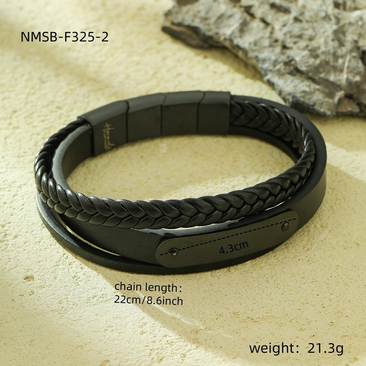 Fashionable Woven Stainless Steel and Leather Bracelet for Women with Plated Finish, Office Chic Style