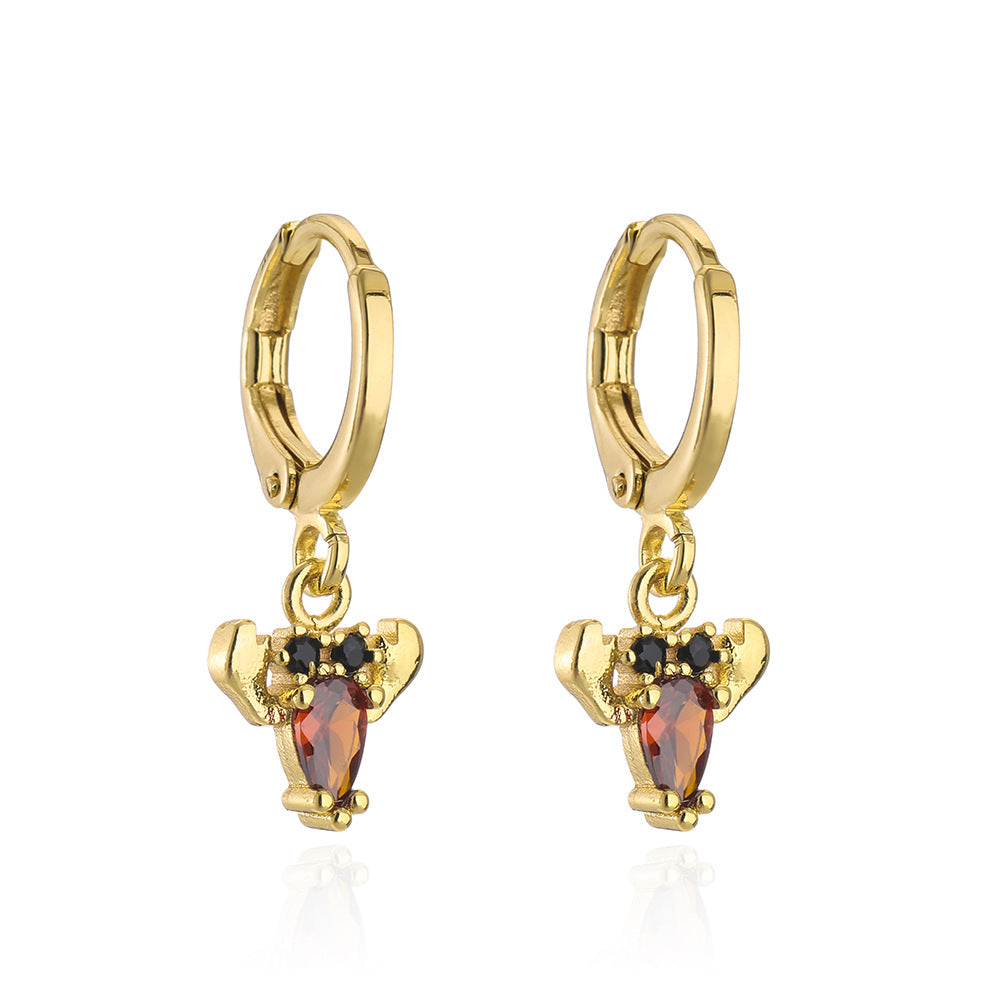 Creative Ocean Animal Inspired Geometric Earrings for Women in Brass with Real Gold Plating and Cubic Zirconia