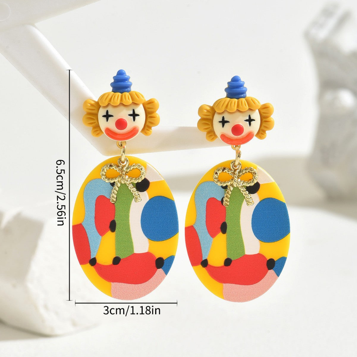 Minimalist Cartoon Character Bowknot Stud Earrings for Women with Eco-Friendly Plated Stainless Steel Posts