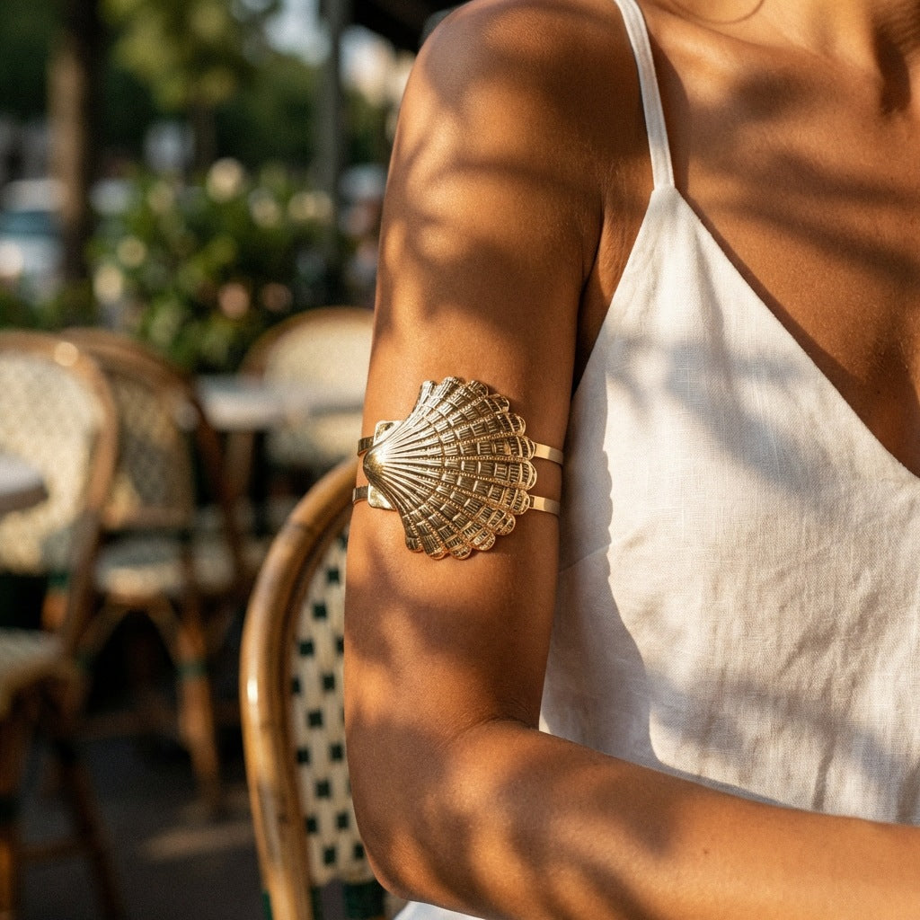 Casual Adjustable Starfish and Conch Flower Arm Cuff Alloy Plated Women