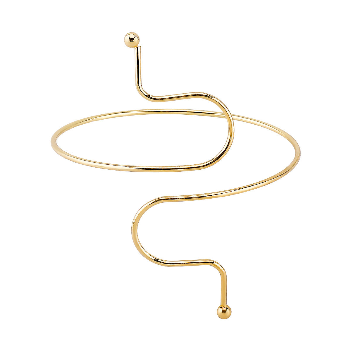 Bracciale da donna vintage con forme geometriche irregolari aperte in ferro color oro, con goccia e forma rotonda