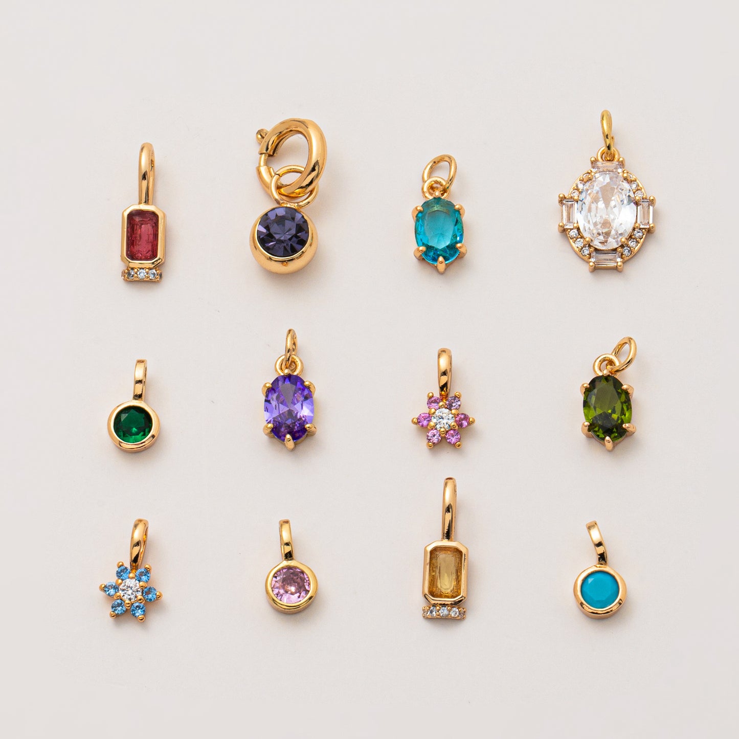 Vintage Geometric Stainless Steel 18K Gold Plated PVD DIY Charm Bar Necklace with 12 Birthstones