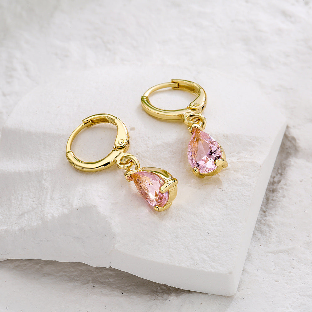 Vintage Geometric Dangle Earrings in Copper with Real Gold Plating and Micro-Pavé Zirconia for Women